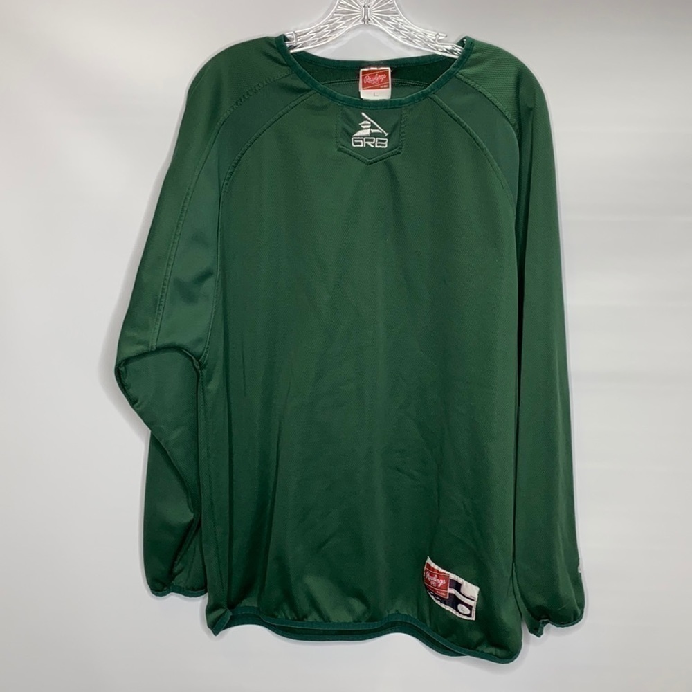 Rawlings Blank Green Baseball Jersey Ling Sleeve Size Large